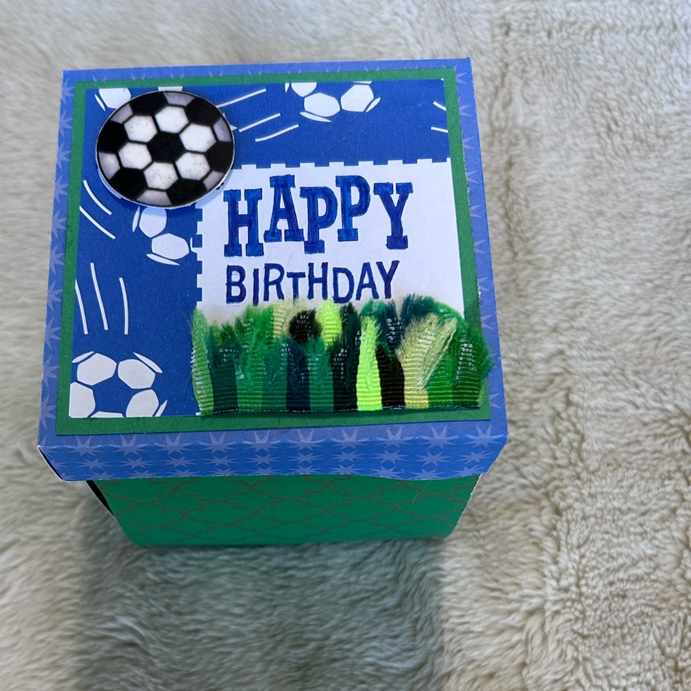 Soccer Themed handmade 3D explosion box Birthday Card - Picture 3 of 5